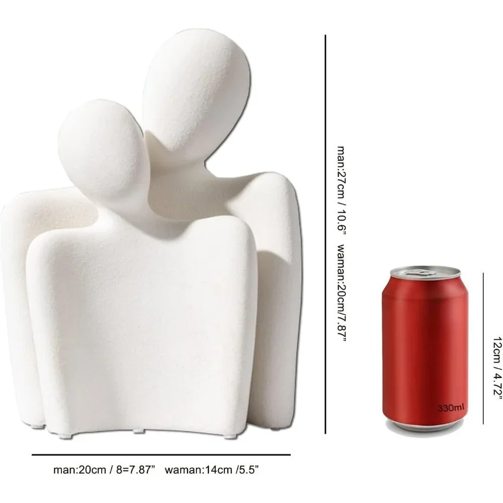 White Ceramic Hugging Lover Couple Figurine Book Shelf Coffee Table Decor Statue - Picture 3 of 6